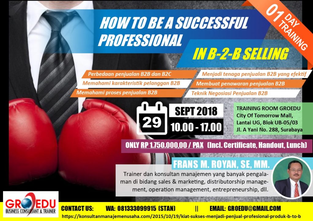 HOW TO A SUCCESSFUL PROFESSIONAL IN B TO B SELLING - Konsultan Bisnis ...